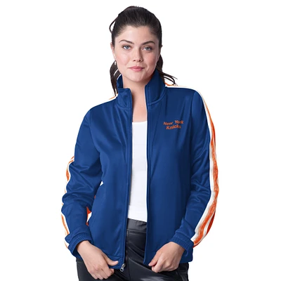 Veste de survêtement zippée à paillettes G-III 4Her by Carl Banks pour femme, bleu/orange, New York Knicks Rebel