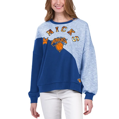 Sweat-shirt bleu G-III 4Her par Carl Banks pour femmes des New York Knicks Benches Split