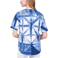 T-shirt surdimensionné à col en V Tie-Dye G-III 4Her par Carl Banks pour femmes, bleu, New York Knicks Tournament