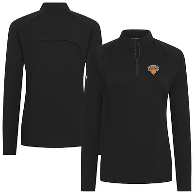 Haut noir à fermeture éclair quart de tour Flex Insignia 2.0 des New York Knicks pour femme