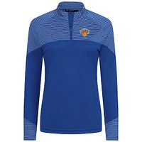 Women's Levelwear Royal New York Knicks Classic Stripes Quarter-Zip Top