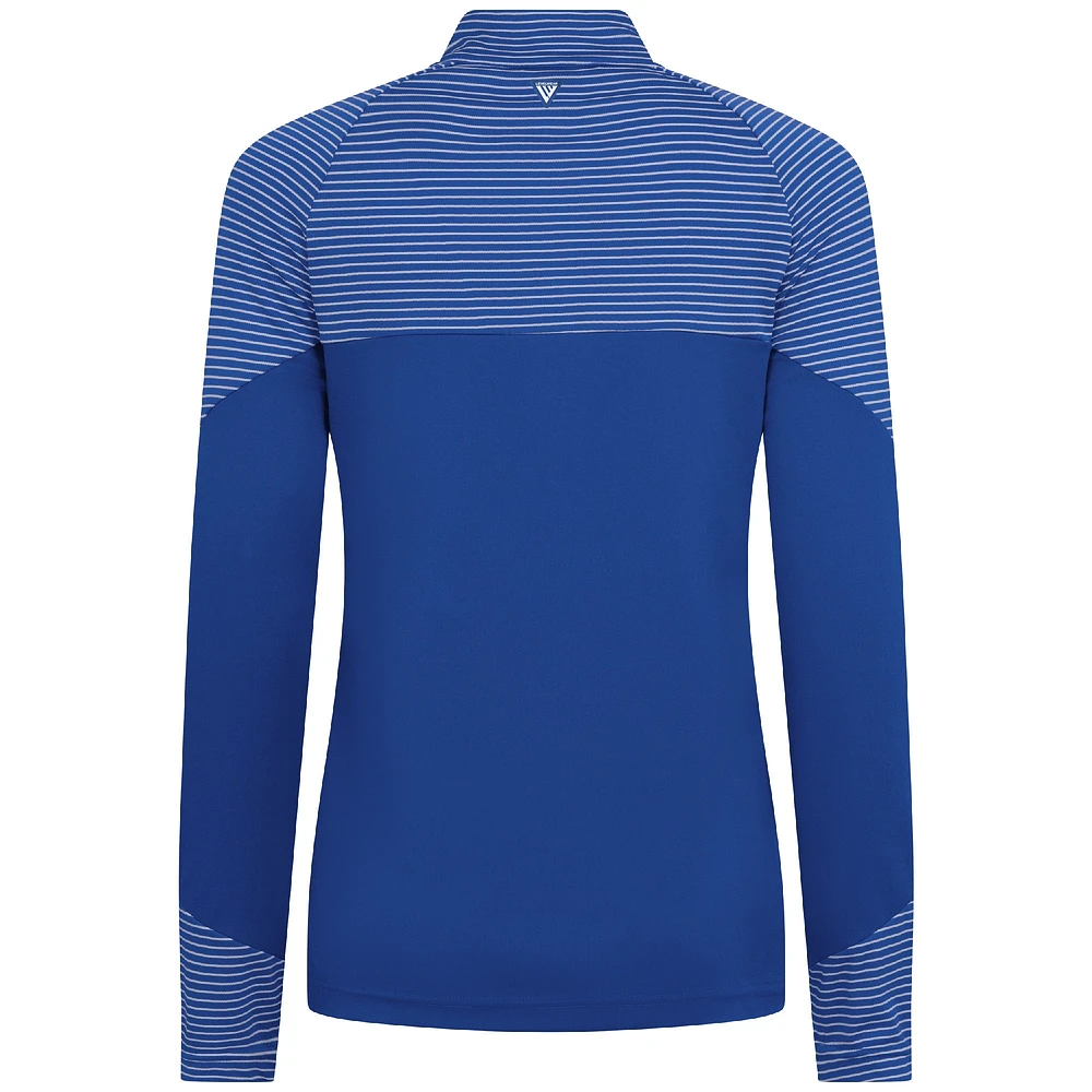Women's Levelwear Royal New York Knicks Classic Stripes Quarter-Zip Top