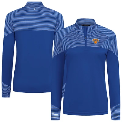 Women's Levelwear Royal New York Knicks Classic Stripes Quarter-Zip Top