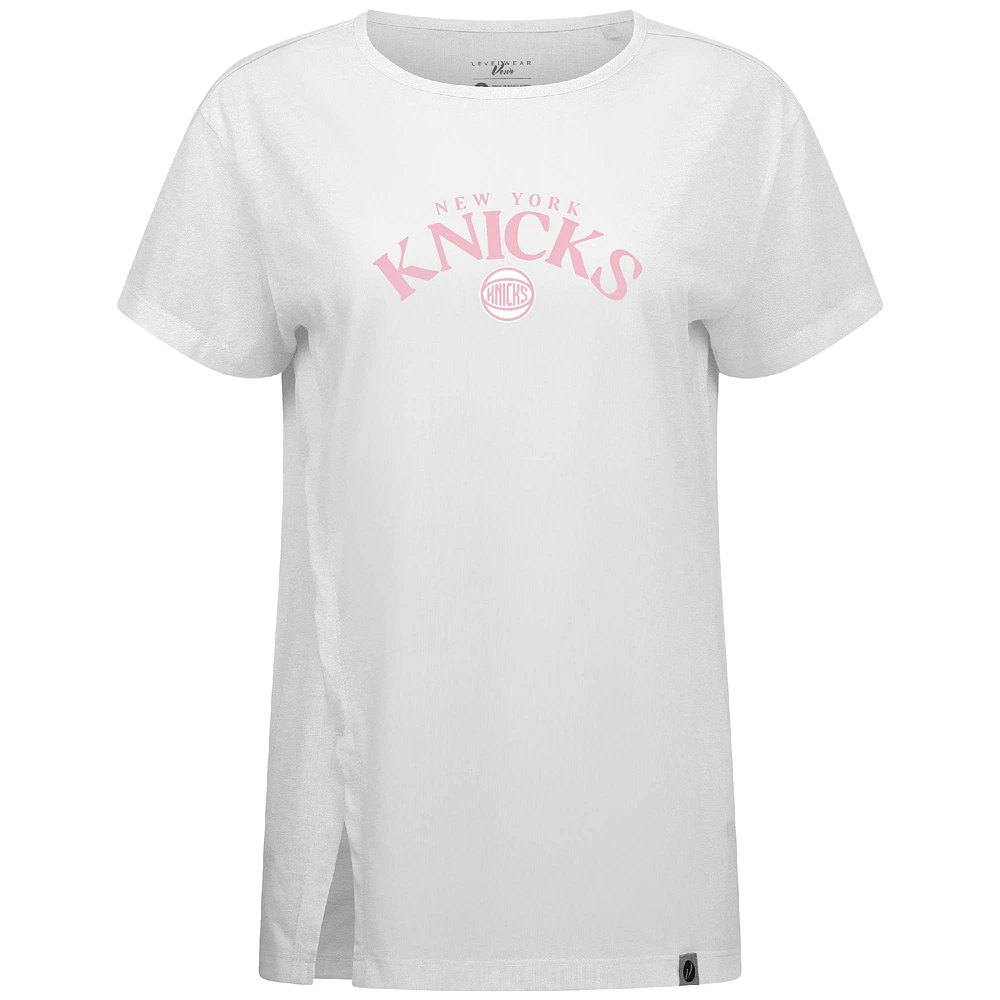 Women's Levelwear White New York Knicks Mother's Day Influx Arch T-Shirt