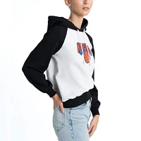 Women's Lusso White New York Knicks Marlowe Tri-Blend Raglan Pullover Hoodie