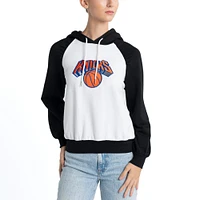 Women's Lusso White New York Knicks Marlowe Tri-Blend Raglan Pullover Hoodie