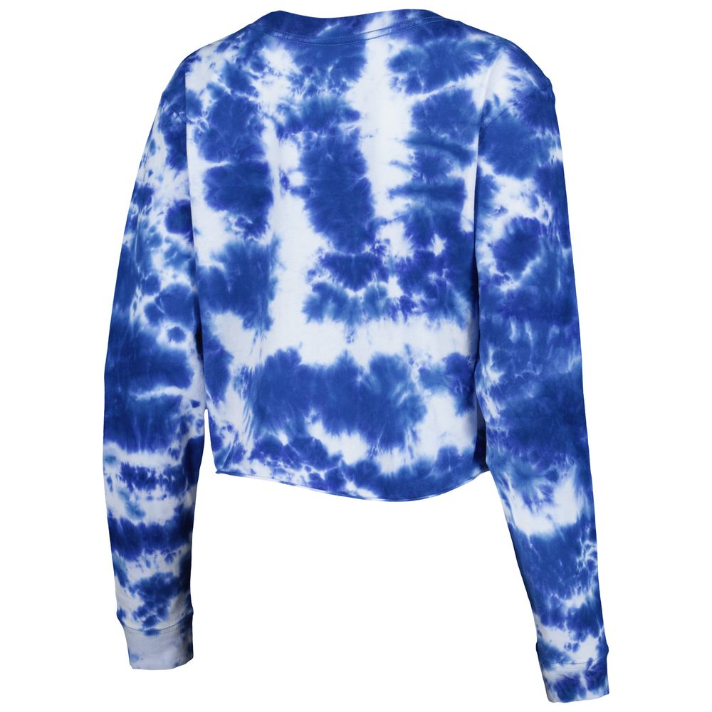 Women's New Era Blue York Knicks Tie Dye Cropped Long Sleeve T-Shirt