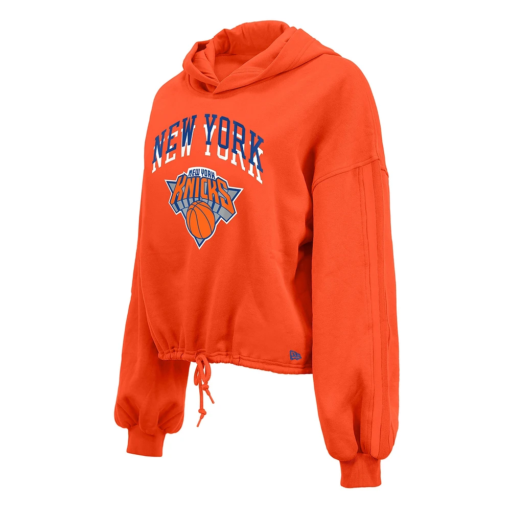 Sweat à capuche court orange New Era York Knicks City Edition 2024/25 pour femme