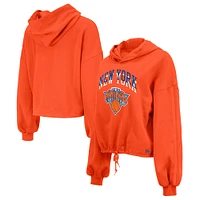 Sweat à capuche court orange New Era York Knicks City Edition 2024/25 pour femme