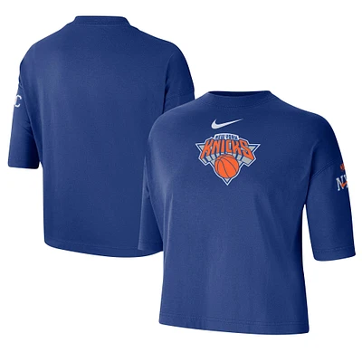 T-shirt Nike bleu New York Knicks City Edition 2024/25 pour femme