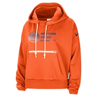 Women's Nike Orange New York Knicks Courtside Standard Issue Performance Pullover Hoodie