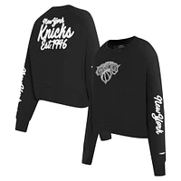 Women's Pro Standard Black New York Knicks Paint The City Cropped Pullover Sweatshirt