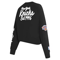 Women's Pro Standard Black New York Knicks Paint The City Cropped Pullover Sweatshirt