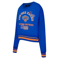 Women's Pro Standard Blue New York Knicks Area Code Cropped Pullover Sweatshirt