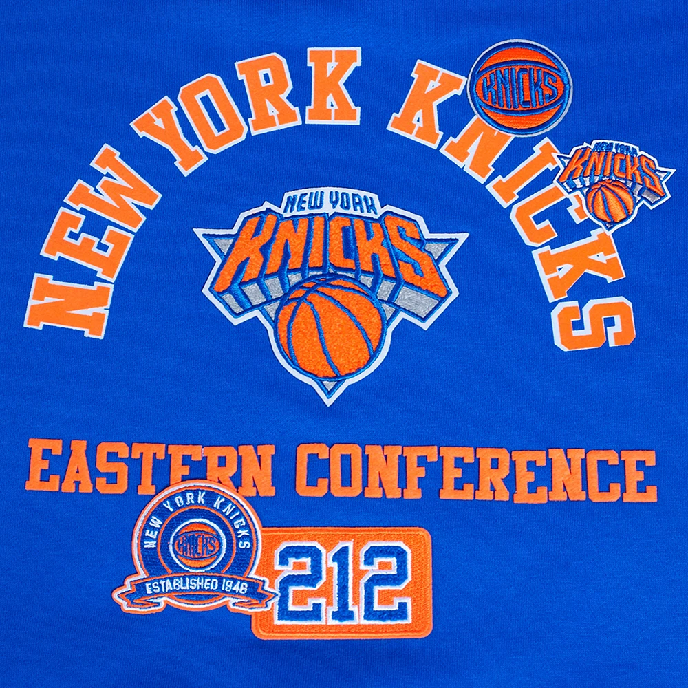 Sweat-shirt court Pro Standard bleu New York Knicks Area Code pour femme