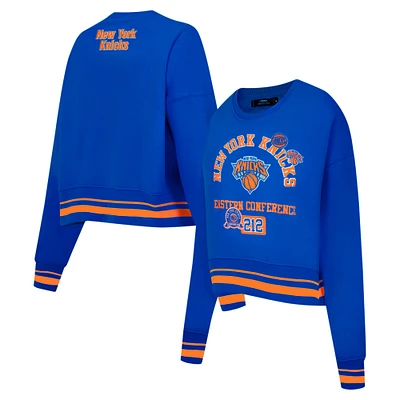 Women's Pro Standard Blue New York Knicks Area Code Cropped Pullover Sweatshirt