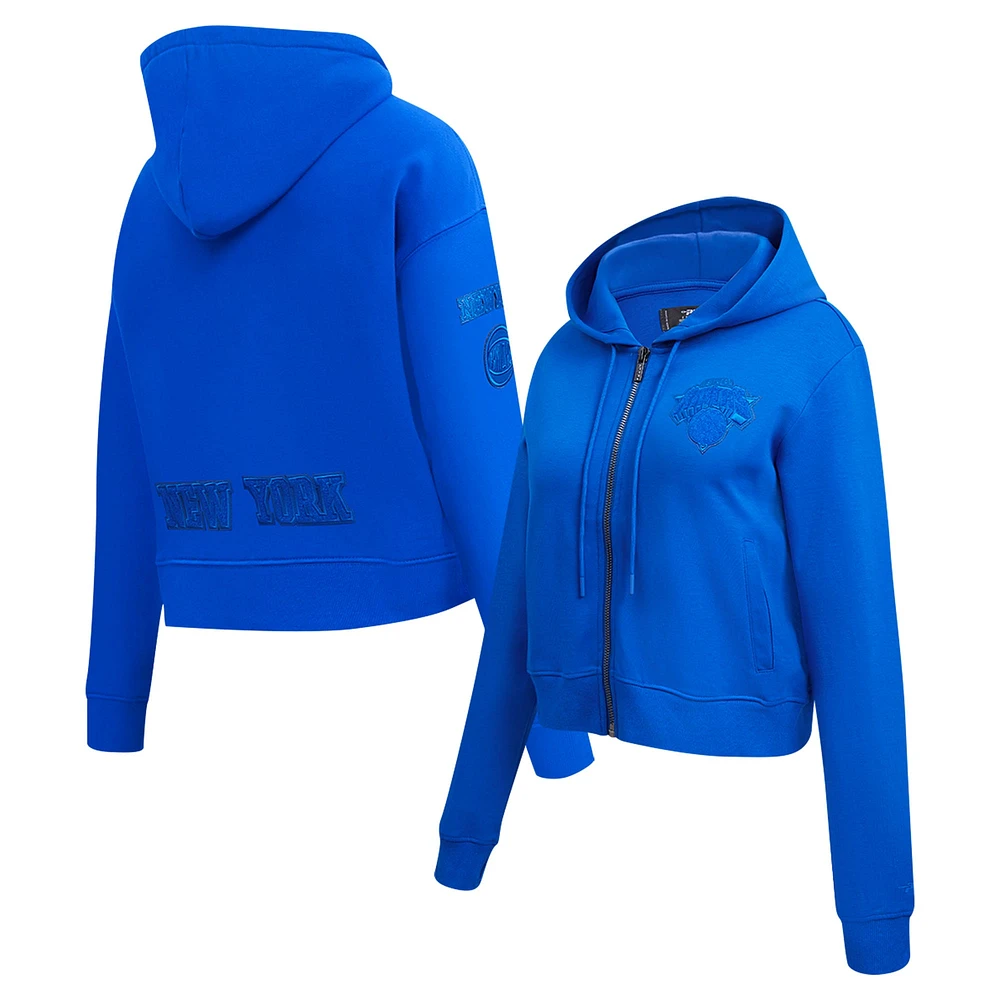 Women's Pro Standard Blue New York Knicks Triple Tonal Full-Zip Hoodie