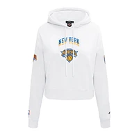 Sweat à capuche court en chenille avec appliques pour femme Pro Standard New York Knicks City Edition 2024/25 blanc