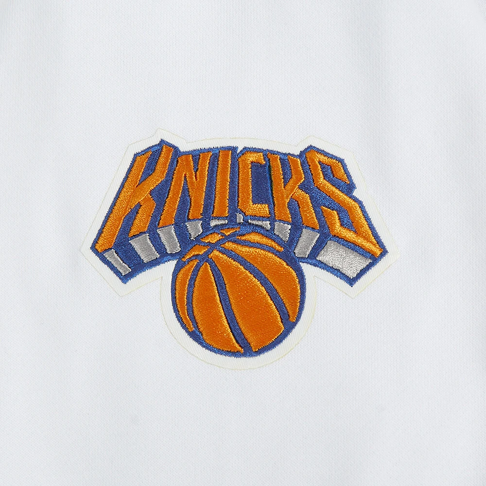 Sweat à capuche court en chenille avec appliques pour femme Pro Standard New York Knicks City Edition 2024/25 blanc