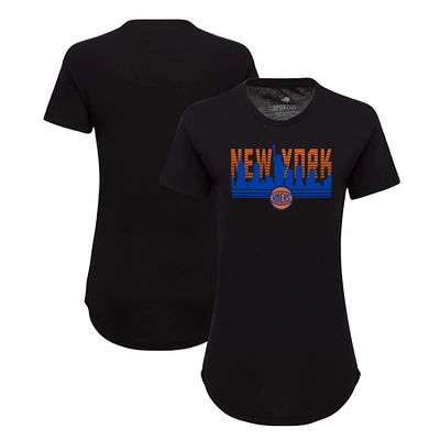 Women's Sportiqe Black New York Knicks Phoebe Super Soft Tri-Blend T-Shirt