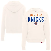 Women's Sportiqe  Cream New York Knicks Ava Boxy Tri-Blend Pullover Hoodie