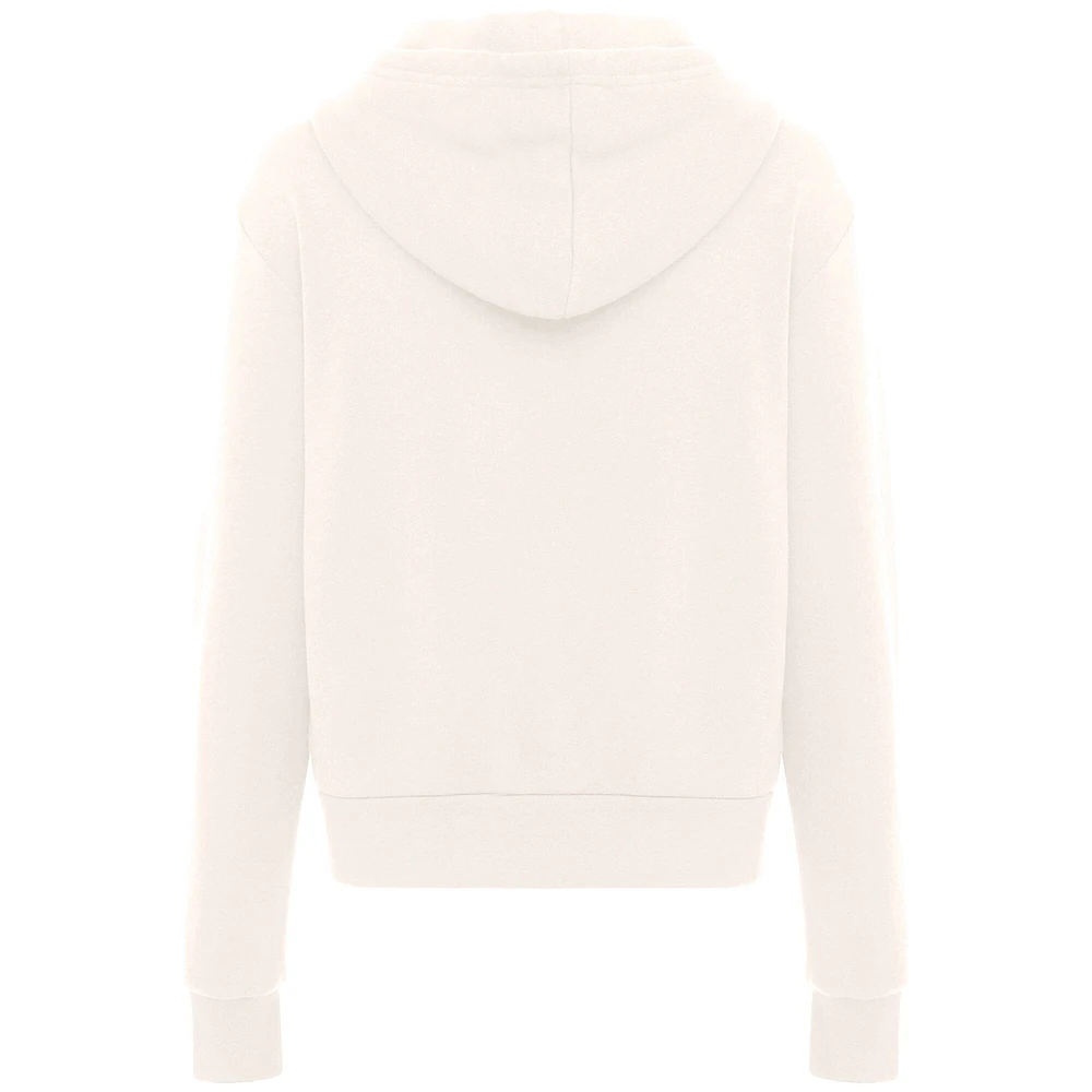 Women's Sportiqe  Cream New York Knicks Ava Boxy Tri-Blend Pullover Hoodie