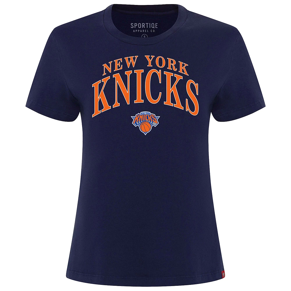 Women's Sportiqe  Navy New York Knicks Arcadia Boxy T-Shirt