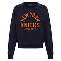 Women's Sportiqe Navy New York Knicks Ashlyn Super Soft Raglan Pullover Sweatshirt