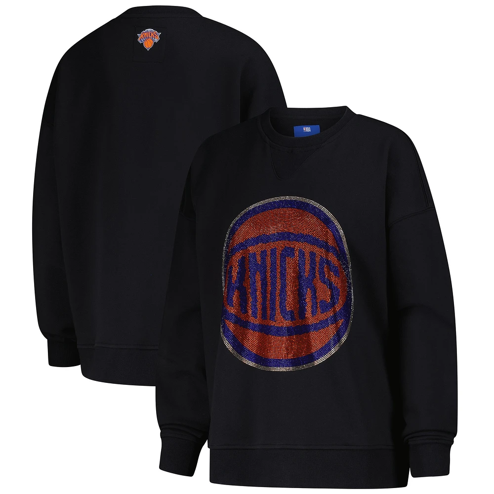 Women's Terez Black New York Knicks Gemstone Logo Pullover Sweatshirt