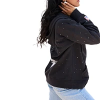 Women's Terez Black New York Knicks Oversized Allover Gemstone Full-Zip Hoodie