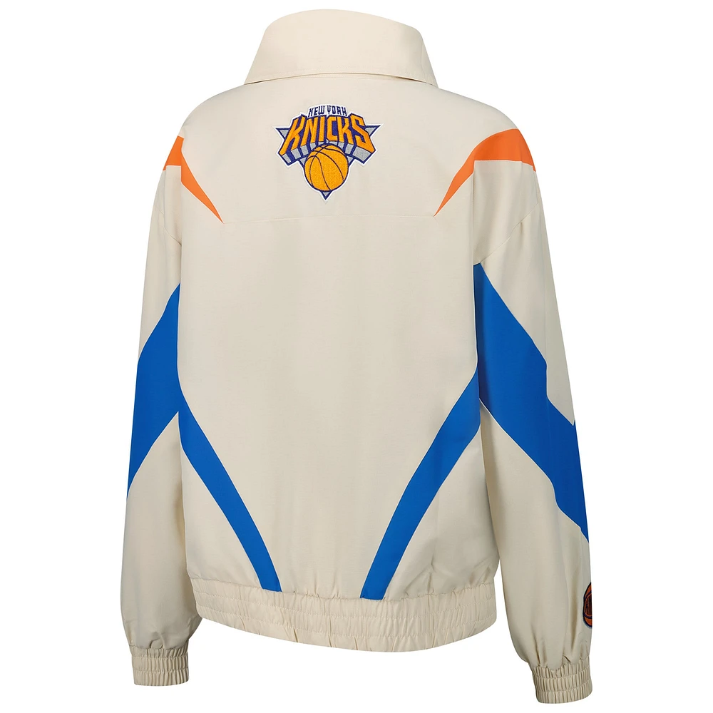 Women's Terez White New York Knicks Retro Chevron Ripstop Quarter-Zip Windbreaker Jacket