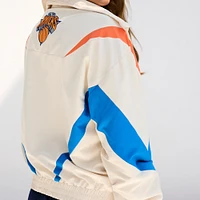 Women's Terez White New York Knicks Retro Chevron Ripstop Quarter-Zip Windbreaker Jacket