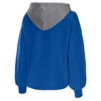 Women's WEAR by Erin Andrews Blue New York Knicks Pieced Quarter-Zip Hoodie Jacket