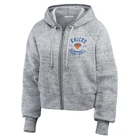 Sweat à capuche zippé Speckled Radiator pour femme WEAR by Erin Andrews, gris chiné, des New York Knicks