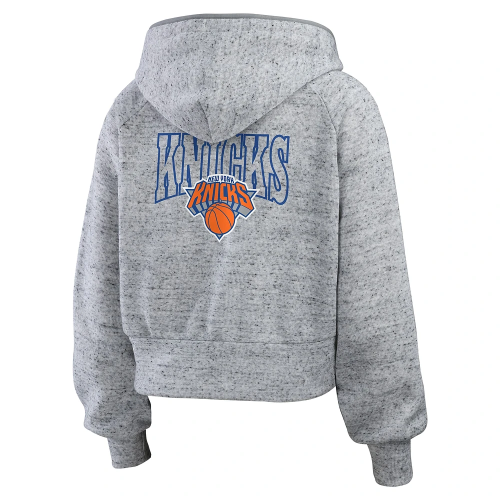 Women's WEAR by Erin Andrews Heather Gray New York Knicks Speckled Radiator Full-Zip Hoodie