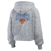 Sweat à capuche zippé Speckled Radiator pour femme WEAR by Erin Andrews, gris chiné, des New York Knicks