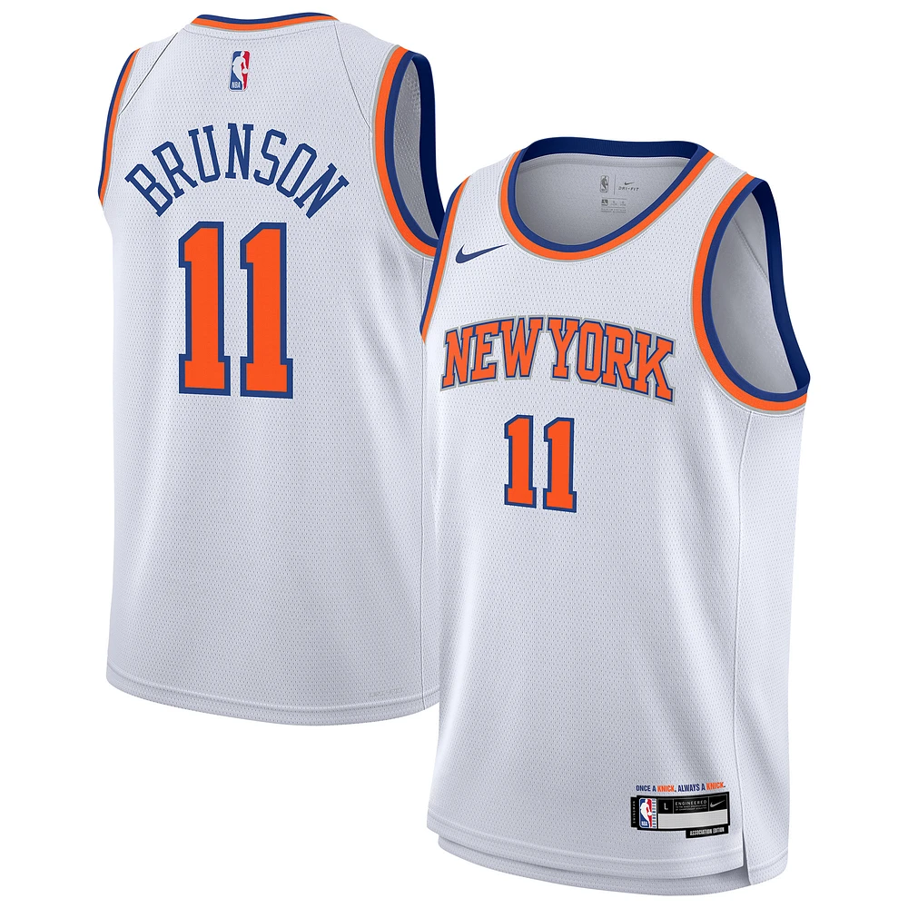 Maillot Nike pour jeunes Jalen Brunson blanc New York Knicks Association Swingman