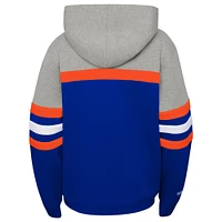 Youth Mitchell & Ness Blue/Heather Gray New York Knicks Hardwood Classics Head Coach Pullover Hoodie
