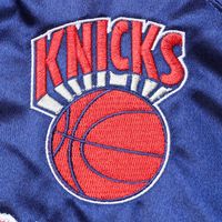 Youth Mitchell & Ness Blue New York Knicks Hardwood Classics Satin Raglan Full-Snap Jacket