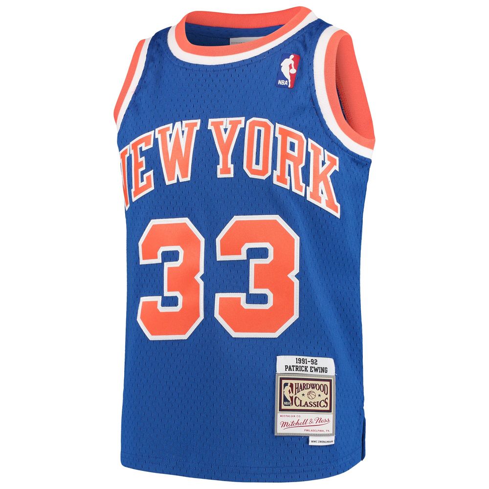 Youth Mitchell & Ness Patrick Ewing Blue New York Knicks Hardwood Classics Swingman Throwback Jersey