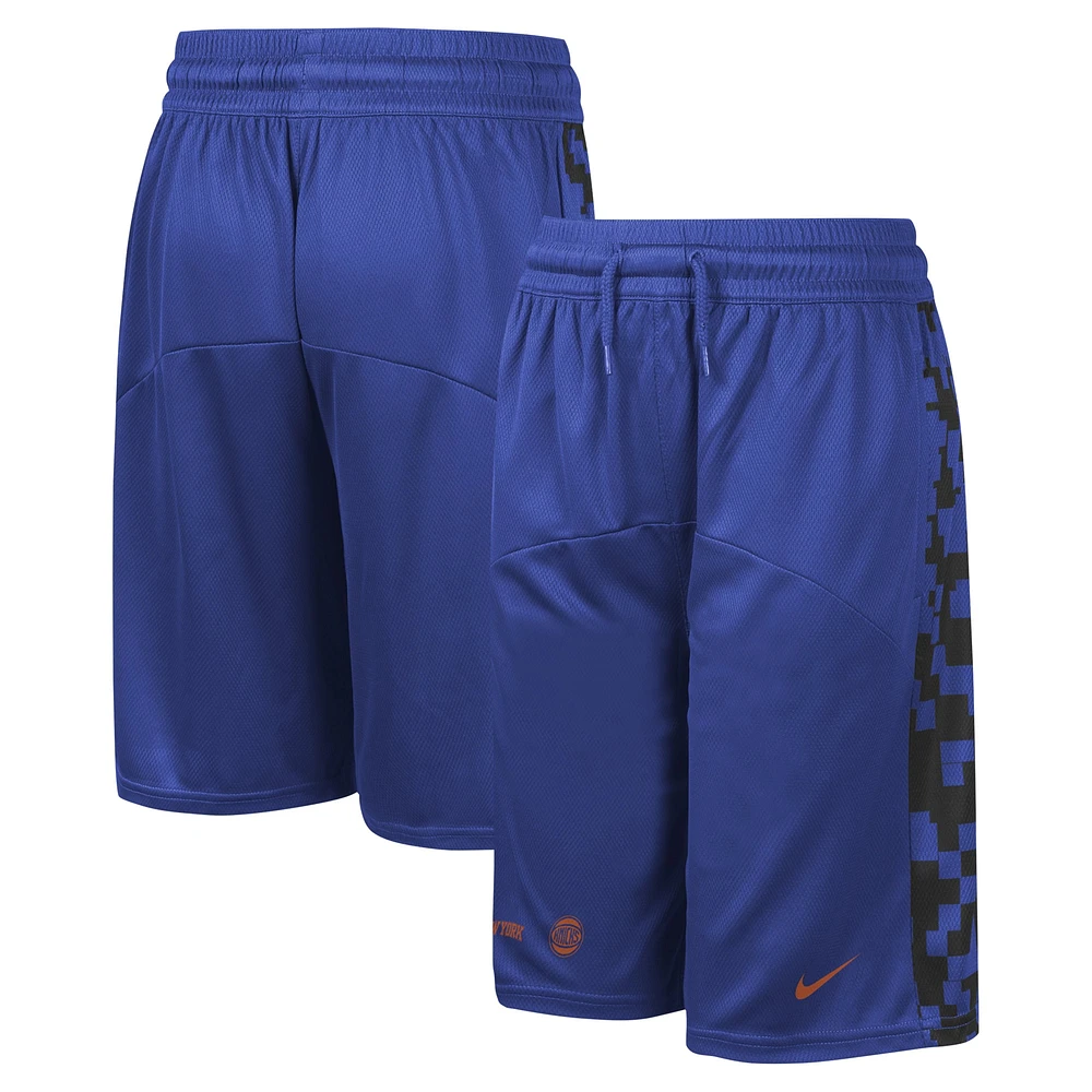 Short Nike bleu pour jeunes des New York Knicks Courtside Starting Five Team