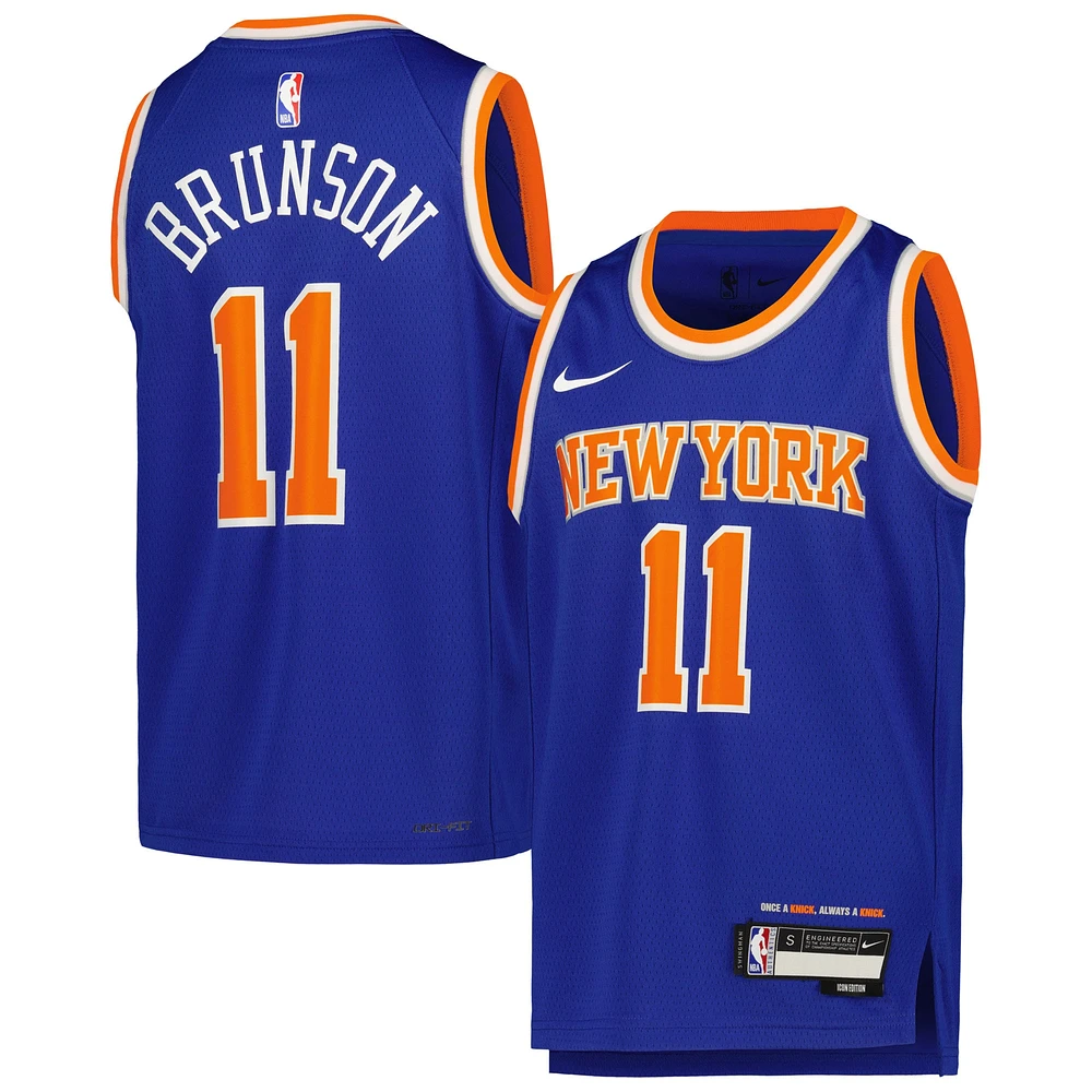 Maillot Nike Jalen Brunson Swingman bleu pour jeunes des New York Knicks - Édition Icon