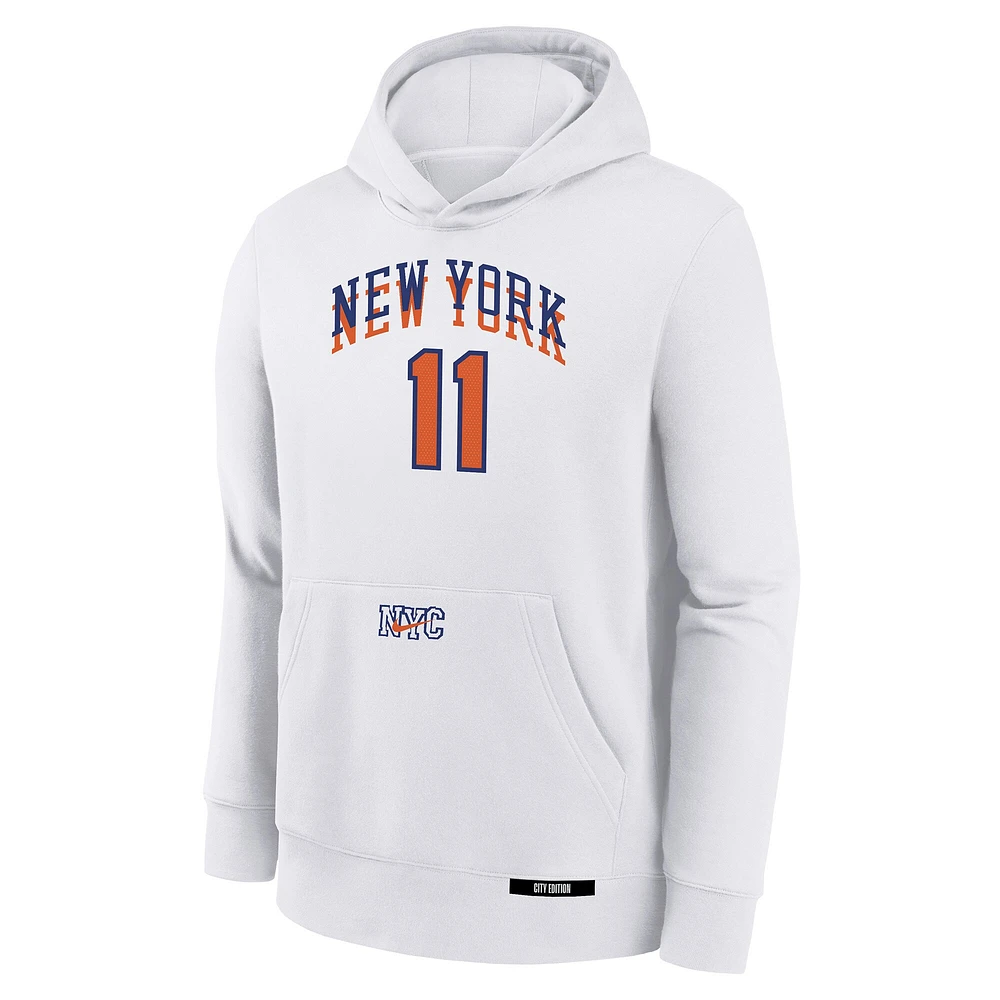 Sweat à capuche Nike Jalen Brunson blanc pour jeunes New York Knicks 2024/25 City Edition avec nom et numéro