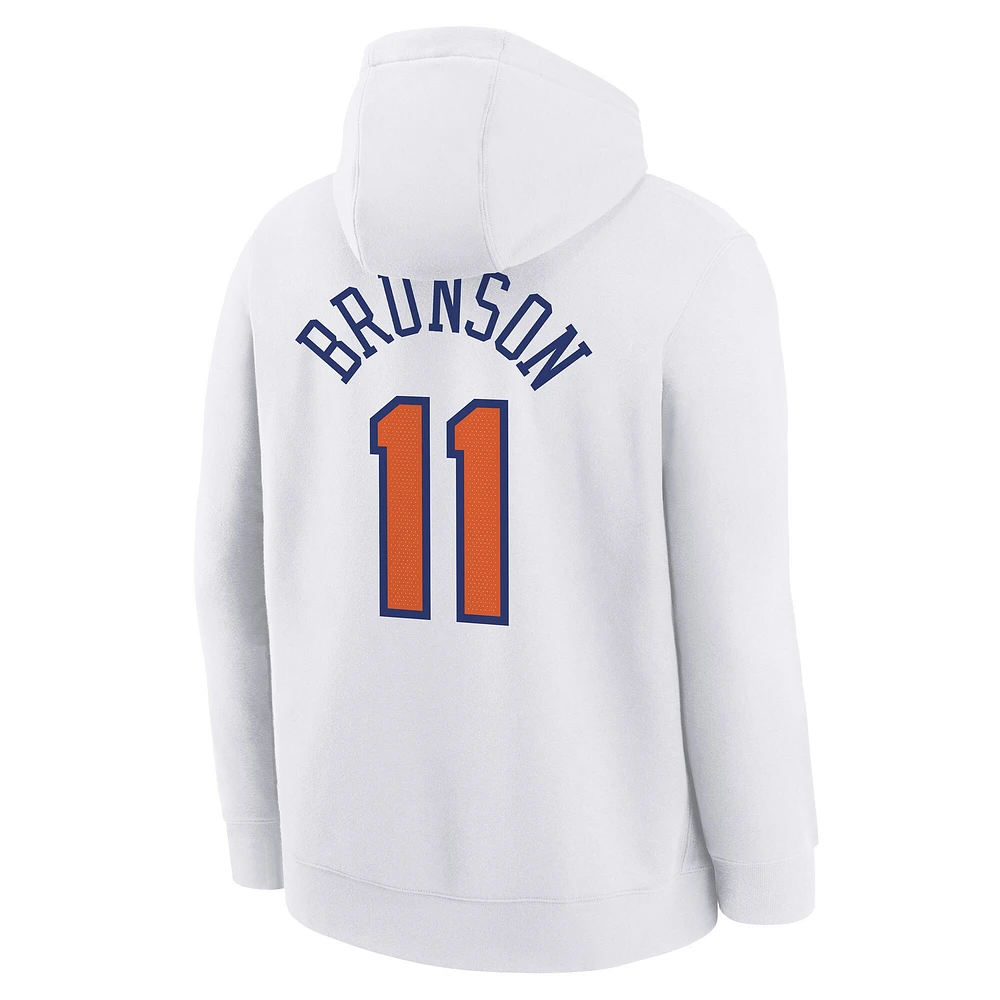 Sweat à capuche Nike Jalen Brunson blanc pour jeunes New York Knicks 2024/25 City Edition avec nom et numéro