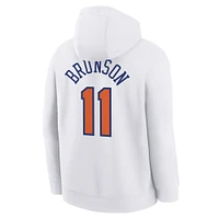 Sweat à capuche Nike Jalen Brunson blanc pour jeunes New York Knicks 2024/25 City Edition avec nom et numéro