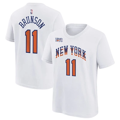 T-shirt Nike pour jeune Jalen Brunson blanc New York Knicks 2024/25 City Edition avec nom et numéro