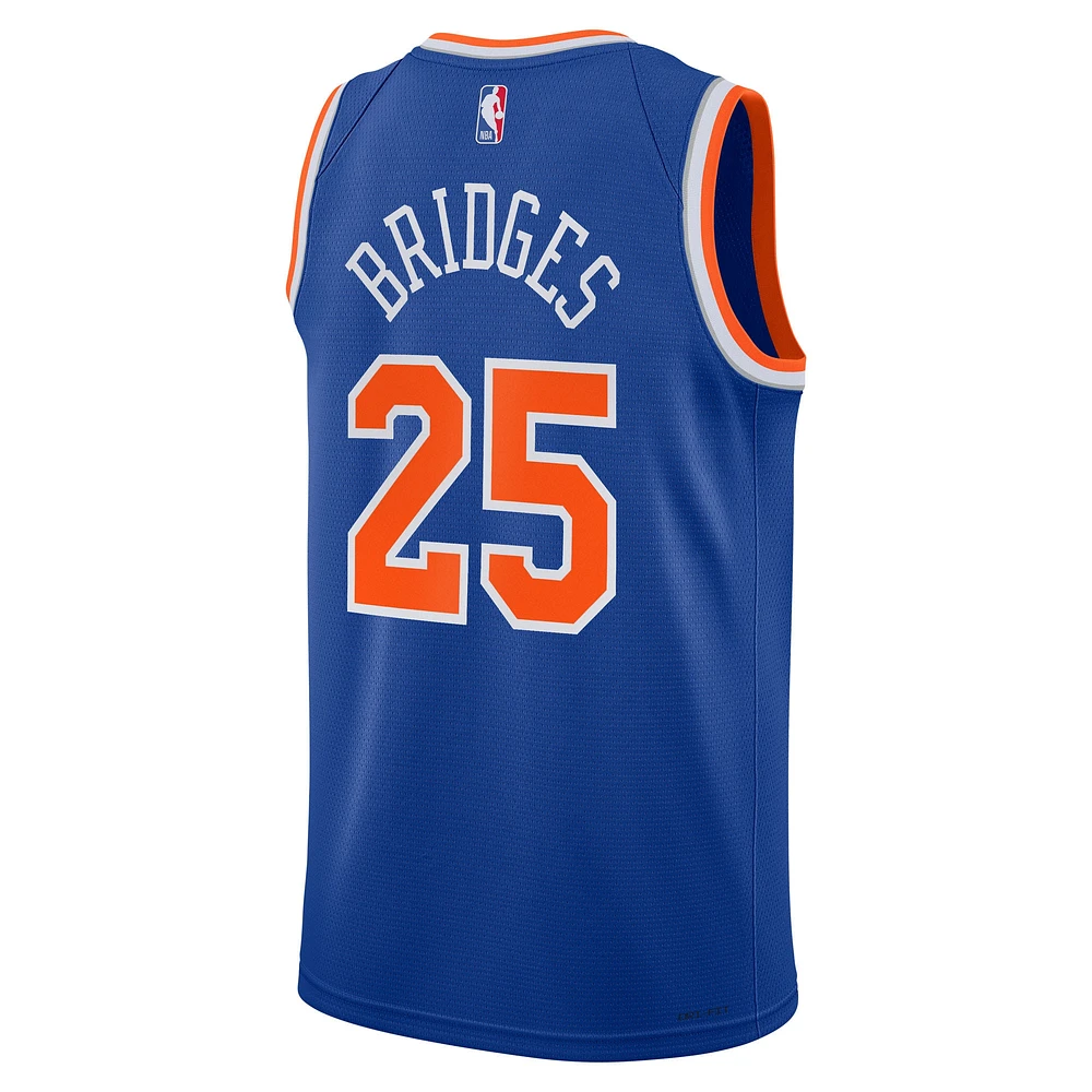 Maillot Nike Swingman bleu pour jeune Mikal Bridges des New York Knicks - Édition Icon