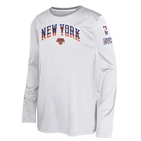 Youth Nike  White New York Knicks 2024/25 City Edition Pregame Performance Long Sleeve Shooting T-Shirt