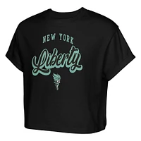 Girls Youth  Black New York Liberty City Pennant Cropped T-Shirt