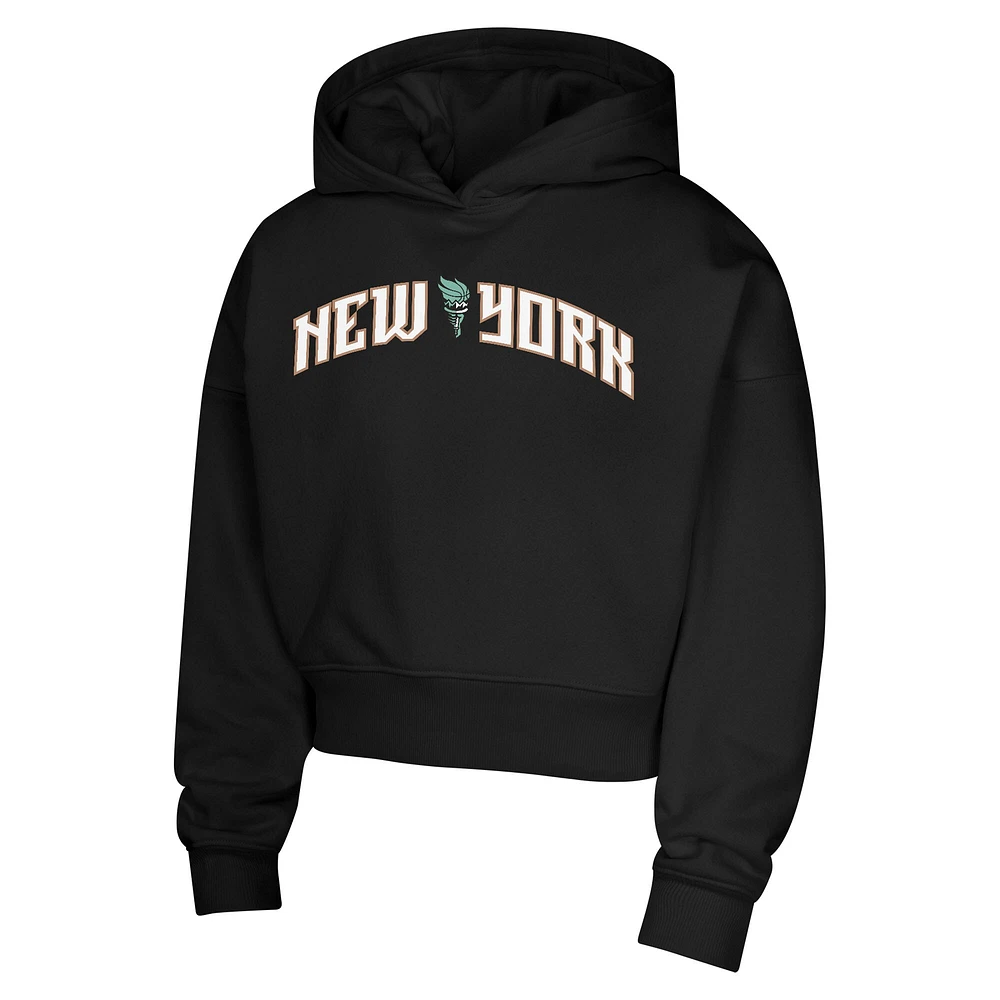 Sweat à capuche noir New York Liberty Top Closer Fashion pour jeunes filles